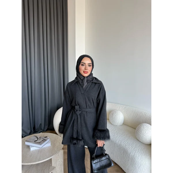 Rorys Kürk Detaylı Takım - Antrasit