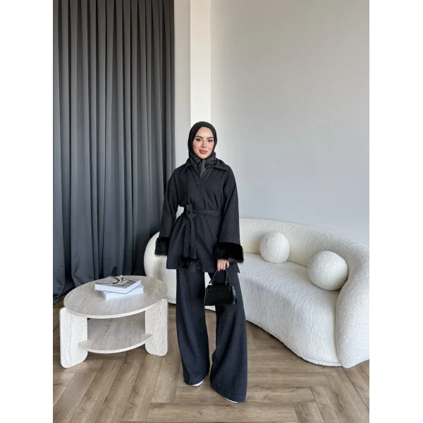 Rorys Kürk Detaylı Takım - Antrasit