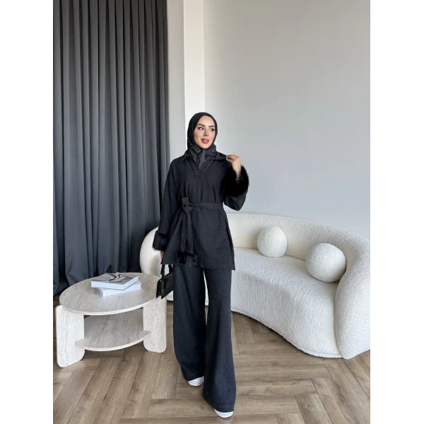 Rorys Kürk Detaylı Takım - Antrasit