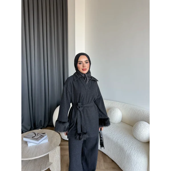 Rorys Kürk Detaylı Takım - Antrasit