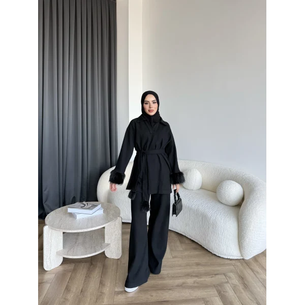 Rorys Kürk Detaylı Takım - Siyah