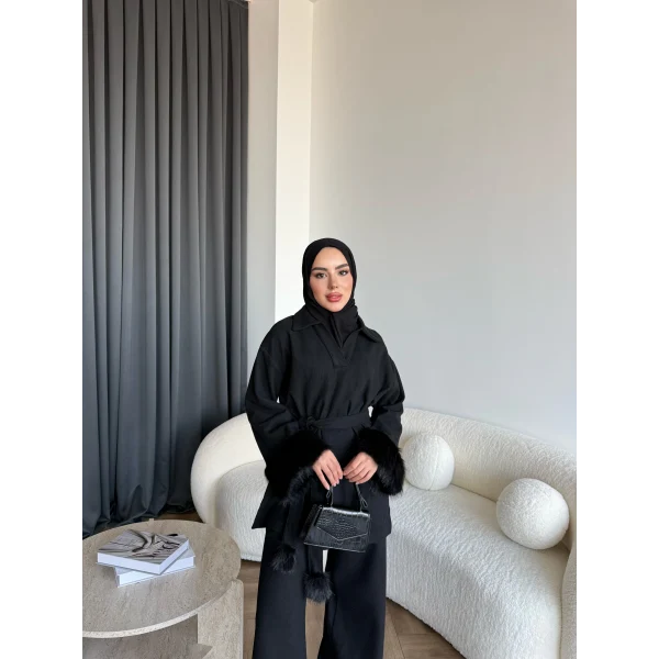 Rorys Kürk Detaylı Takım - Siyah