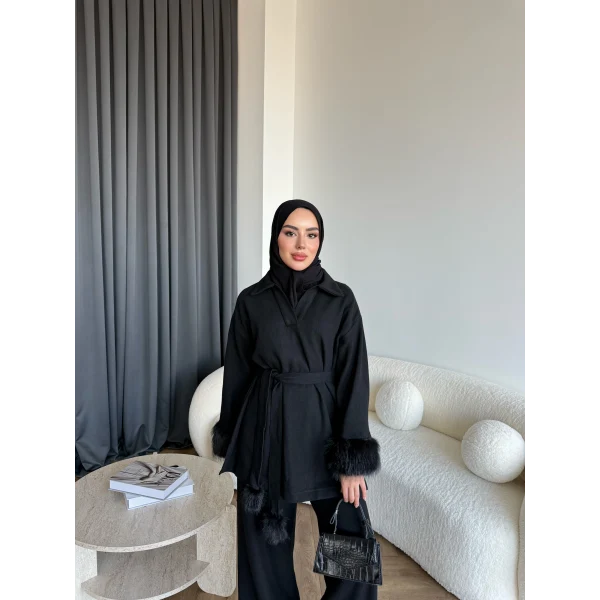 Rorys Kürk Detaylı Takım - Siyah