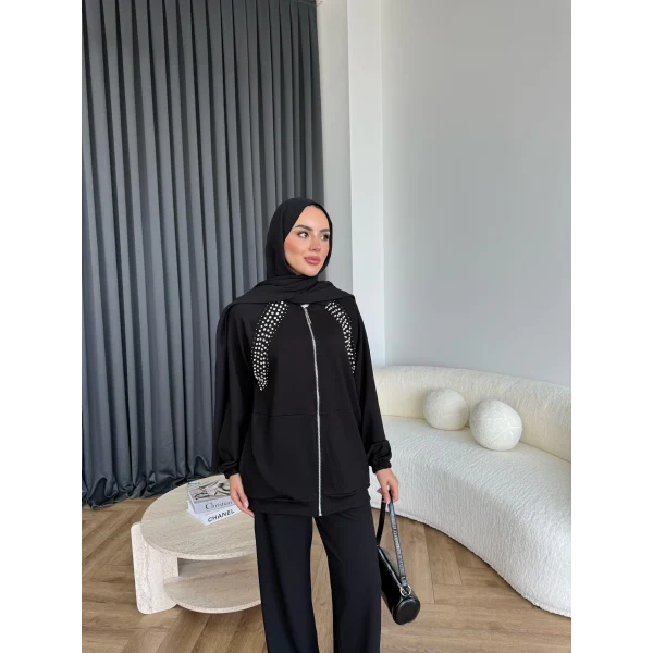 Rufina Taşlı Takım - Siyah