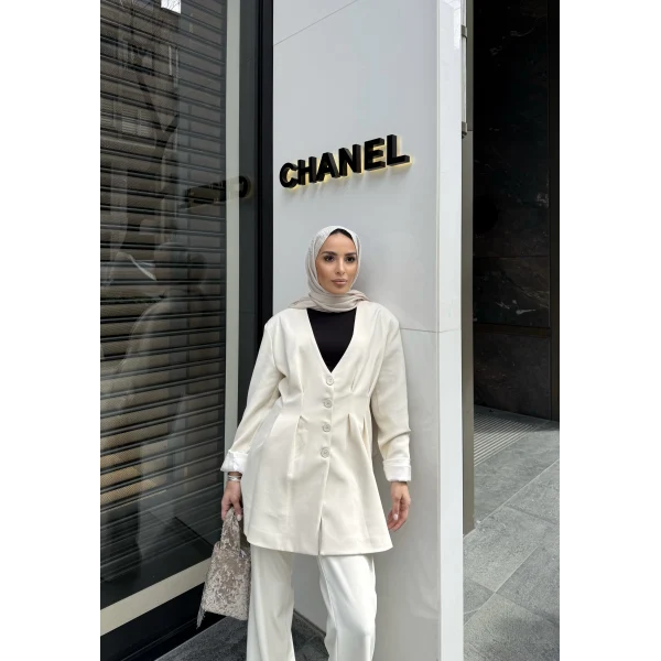 Rüvi Pantololu Takım - Beyaz