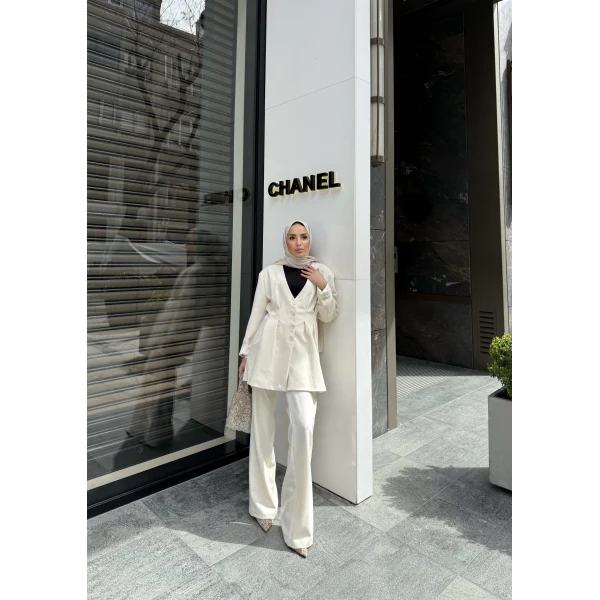 Rüvi Pantololu Takım - Beyaz