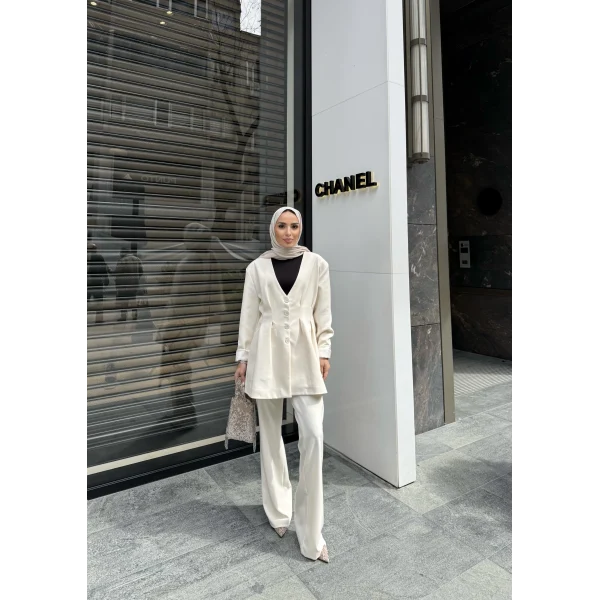 Rüvi Pantololu Takım - Beyaz