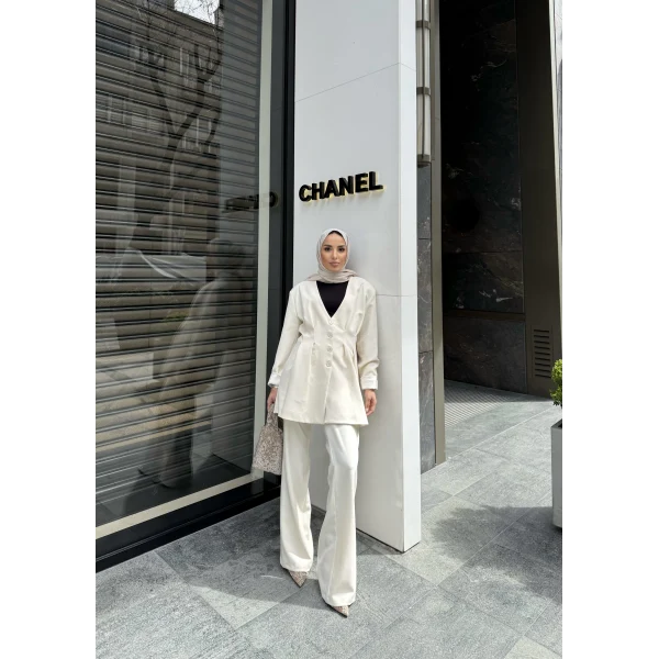 Rüvi Pantololu Takım - Beyaz