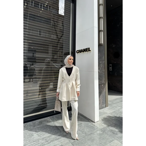 Rüvi Pantololu Takım - Beyaz