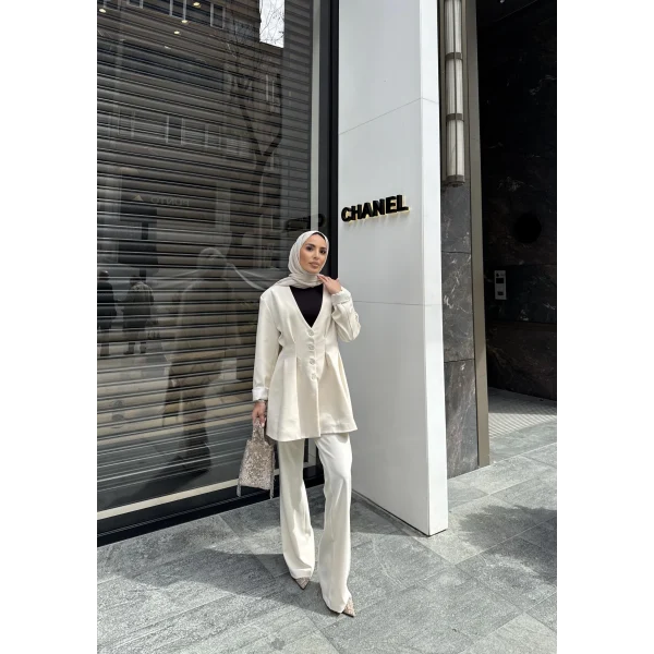 Rüvi Pantololu Takım - Beyaz