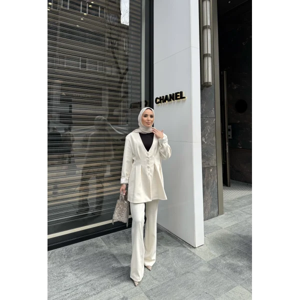 Rüvi Pantololu Takım - Beyaz