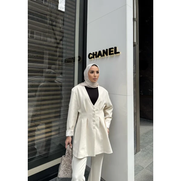 Rüvi Pantololu Takım - Beyaz