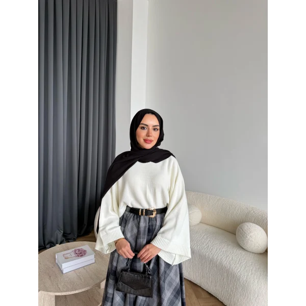 Sany Balon Kol Kazak - Beyaz