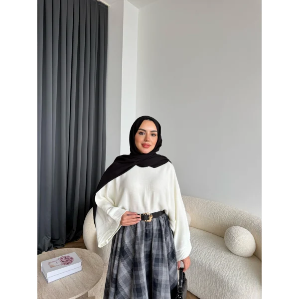 Sany Balon Kol Kazak - Beyaz