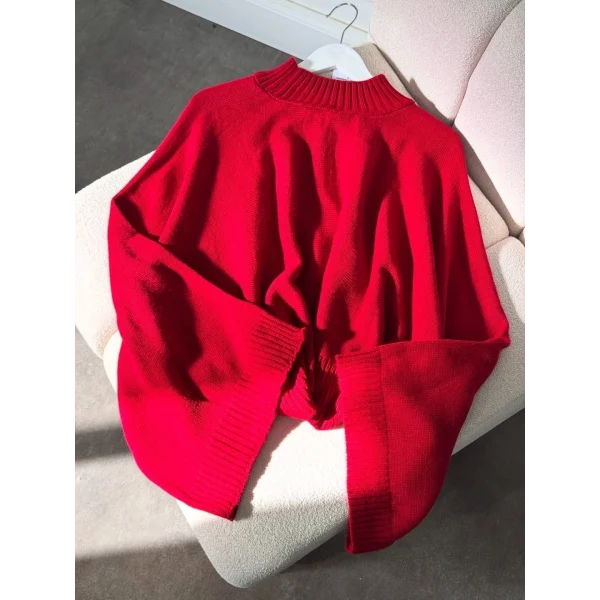 Sany Balon Kol Kazak - Kırmızı