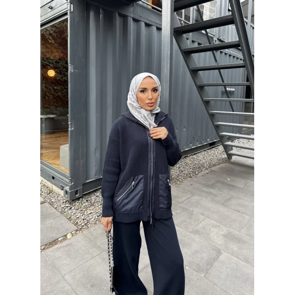 Selita Ön Fermuarlı Triko Takım - Lacivert