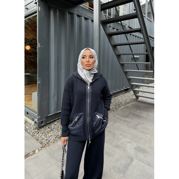 Selita Ön Fermuarlı Triko Takım - Lacivert