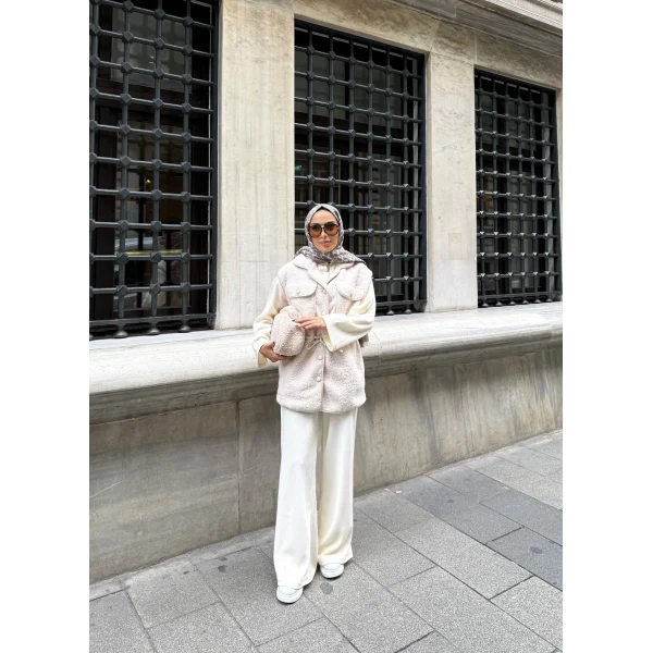 Seln Tüylü Yelek - Bej