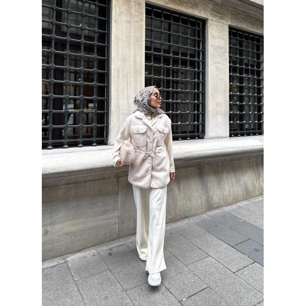 Seln Tüylü Yelek - Bej