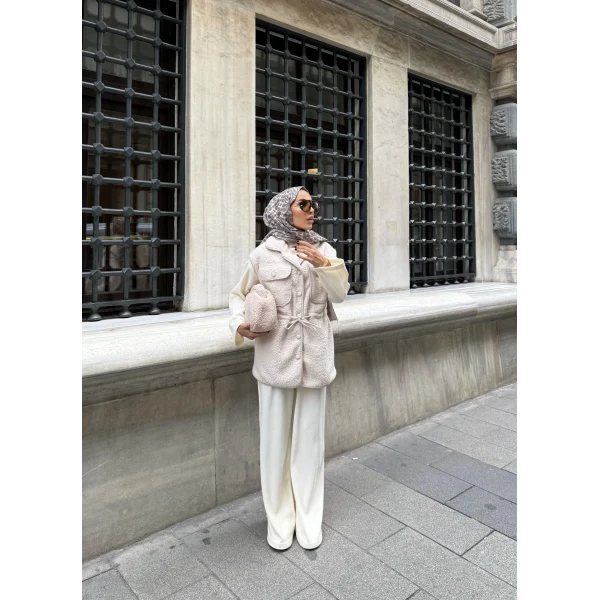 Seln Tüylü Yelek - Bej