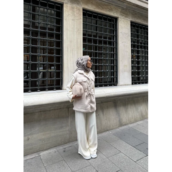 Seln Tüylü Yelek - Bej