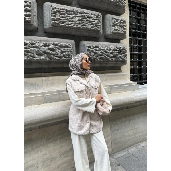 Seln Tüylü Yelek - Bej