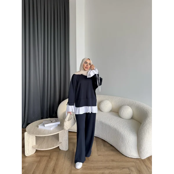 Seren Gömlek Detaylı Oysh Takım - Lacivert