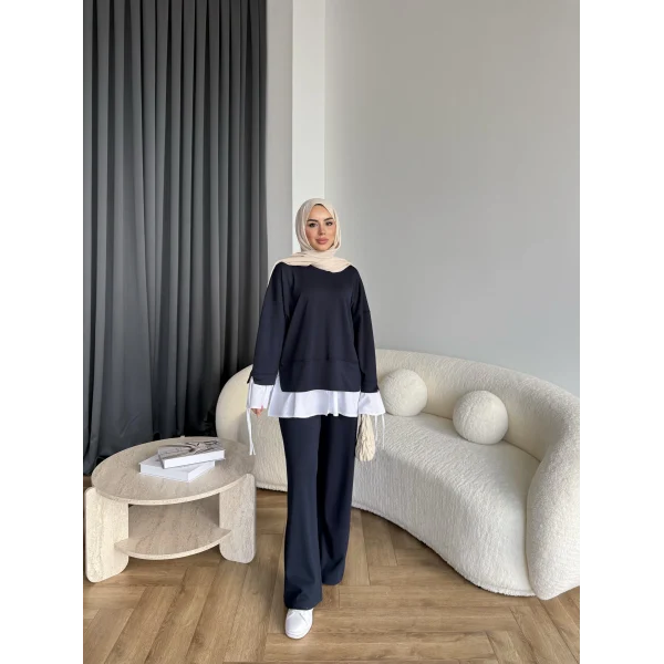 Seren Gömlek Detaylı Oysh Takım - Lacivert