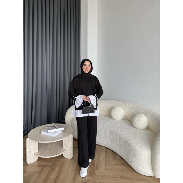 Seren Gömlek Detaylı Oysh Takım - Siyah