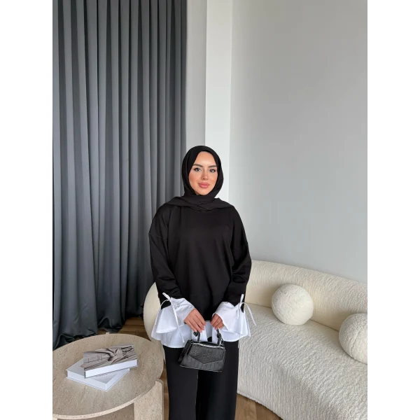 Seren Gömlek Detaylı Oysh Takım - Siyah