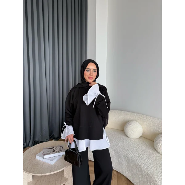 Seren Gömlek Detaylı Oysh Takım - Siyah