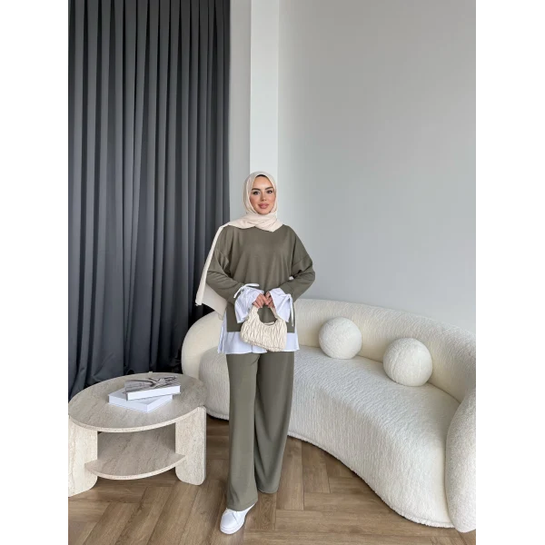 Seren Gömlek Detaylı Oysh Takım - Yeşil