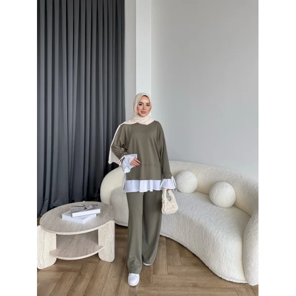 Seren Gömlek Detaylı Oysh Takım - Yeşil