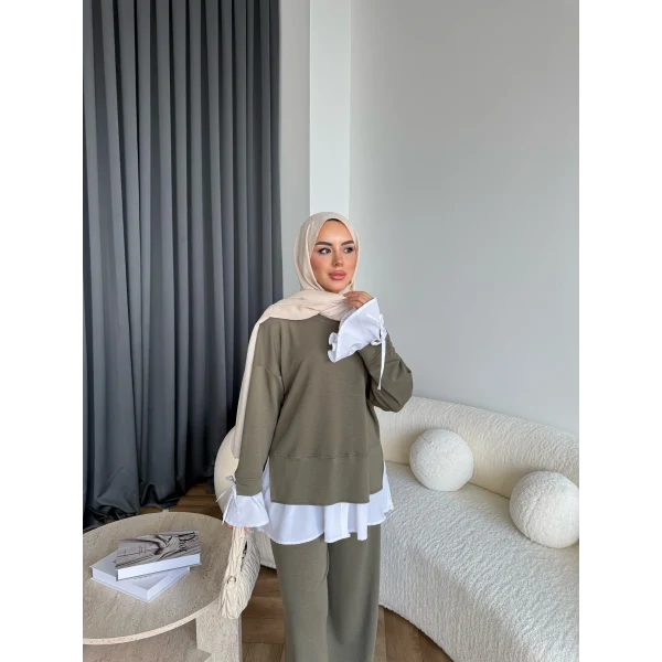 Seren Gömlek Detaylı Oysh Takım - Yeşil