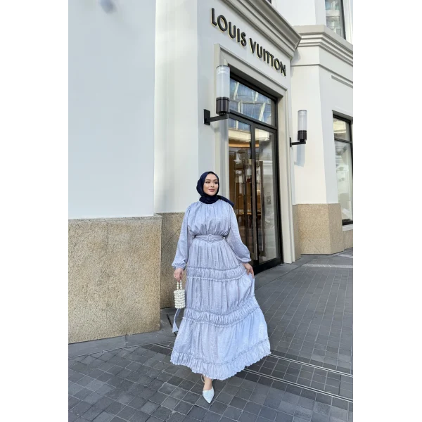 Serena Kemerli Elbise - Mavi