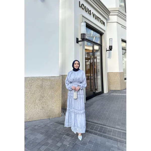 Serena Kemerli Elbise - Mavi