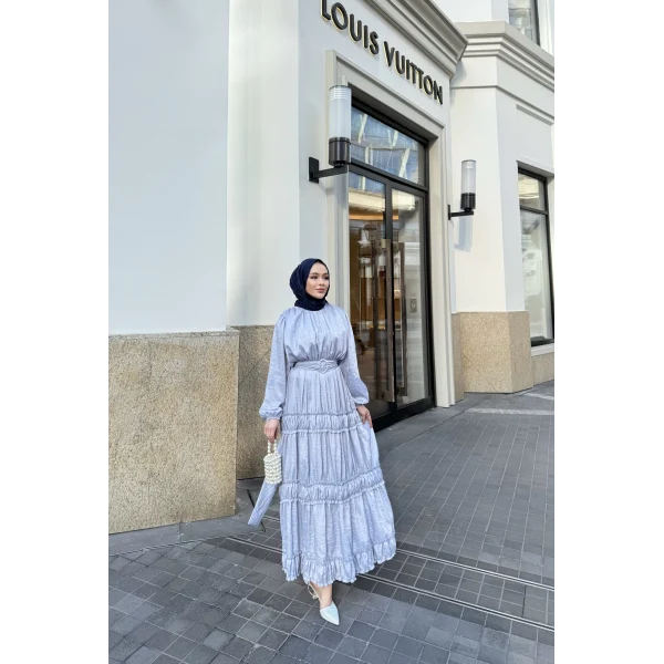 Serena Kemerli Elbise - Mavi