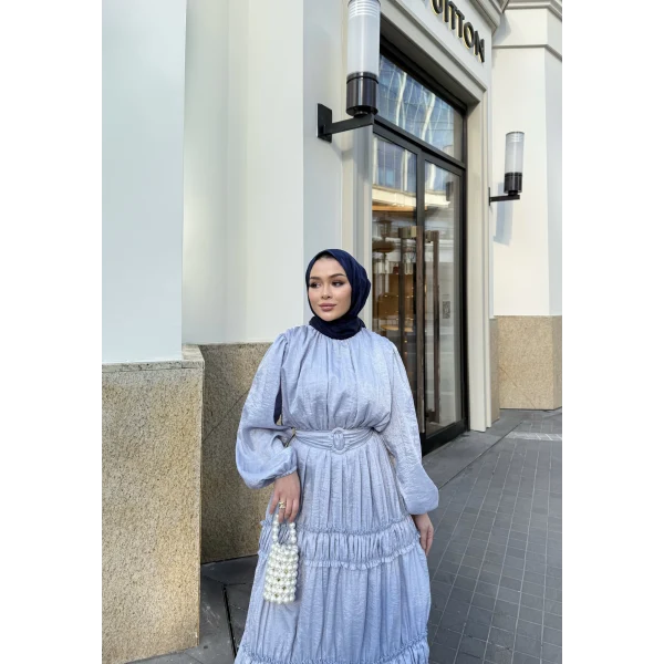 Serena Kemerli Elbise - Mavi