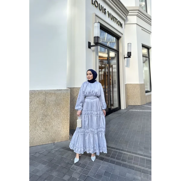 Serena Kemerli Elbise - Mavi