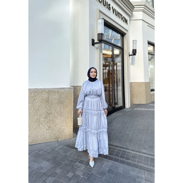 Serena Kemerli Elbise - Mavi