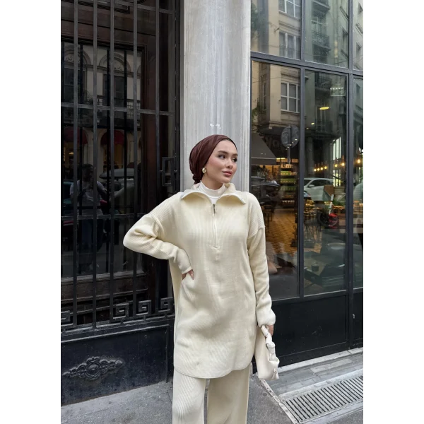 Sina Fermuarlı Takım - Bej