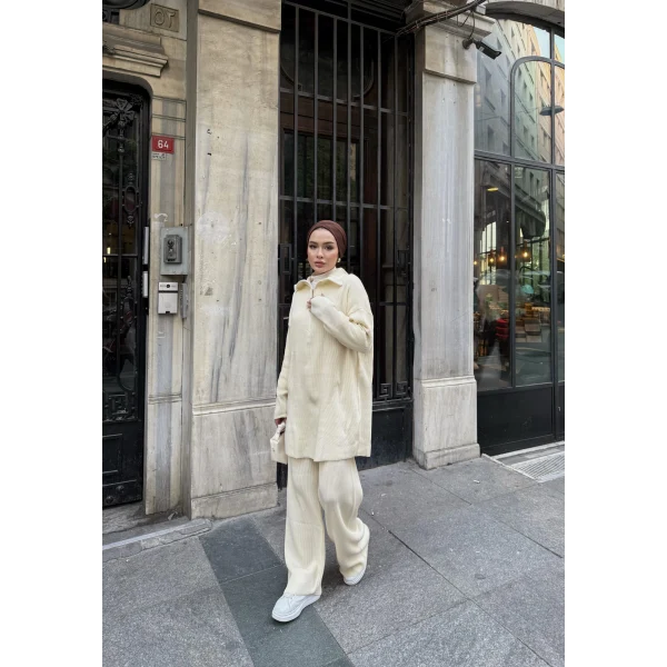 Sina Fermuarlı Takım - Bej