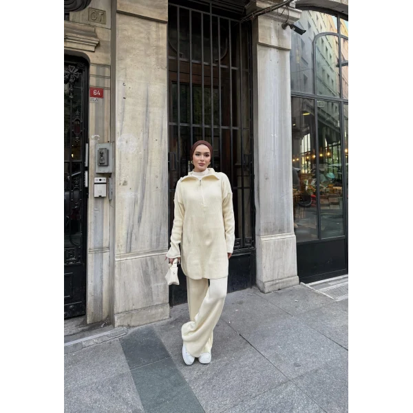 Sina Fermuarlı Takım - Bej