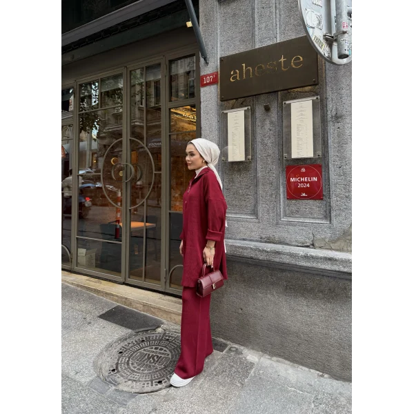 Sina Fermuarlı Takım - Bordo