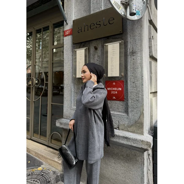 Sina Fermuarlı Takım - Gri