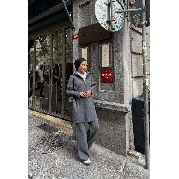 Sina Fermuarlı Takım - Gri