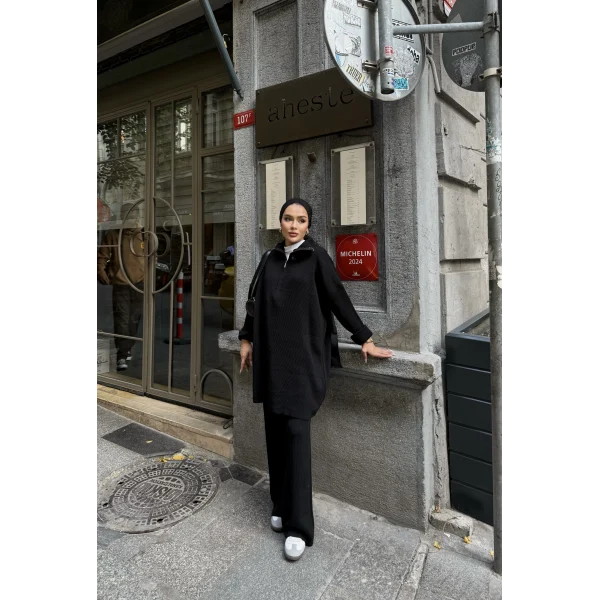 Sina Fermuarlı Takım - Siyah