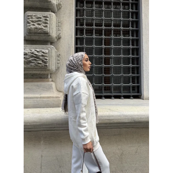 Soul Taşlı Hırka - Beyaz