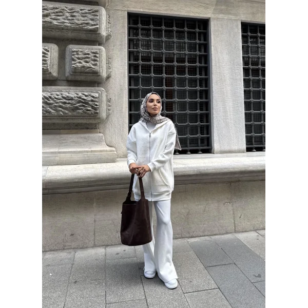 Soul Taşlı Hırka - Beyaz