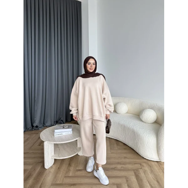 Spor Eşofman Takım - Bej